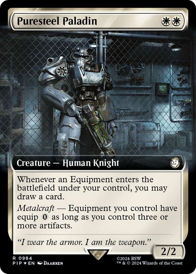 Puresteel Paladin (Extended Art) (Surge Foil) [Fallout] | Dumpster Cat Games