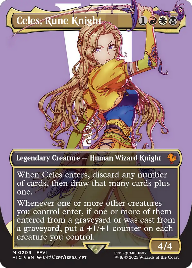 Celes, Rune Knight (Borderless) (Surge Foil) [FINAL FANTASY Commander] | Dumpster Cat Games