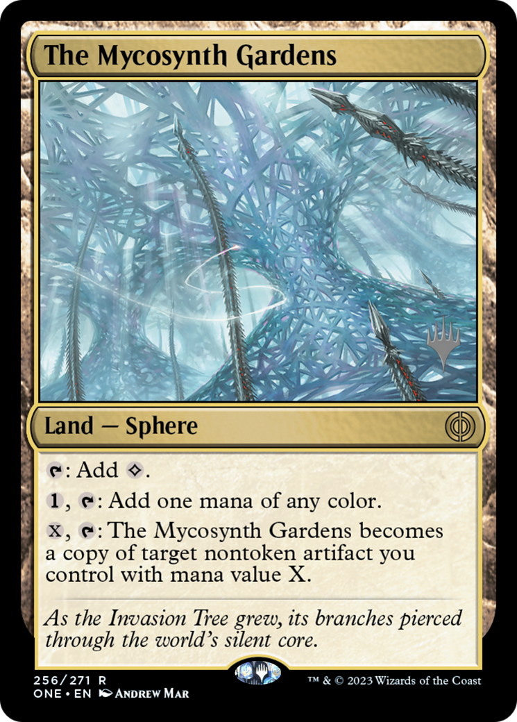 The Mycosynth Gardens (Promo Pack) [Phyrexia: All Will Be One Promos] | Dumpster Cat Games