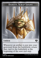 Thopter // Emblem - Daretti, Scrap Savant Double-Sided Token [Commander Masters Tokens] | Dumpster Cat Games