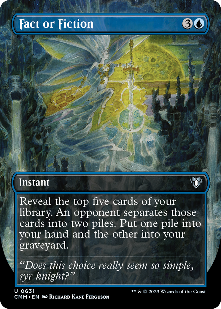Fact or Fiction (Borderless Alternate Art) [Commander Masters] | Dumpster Cat Games