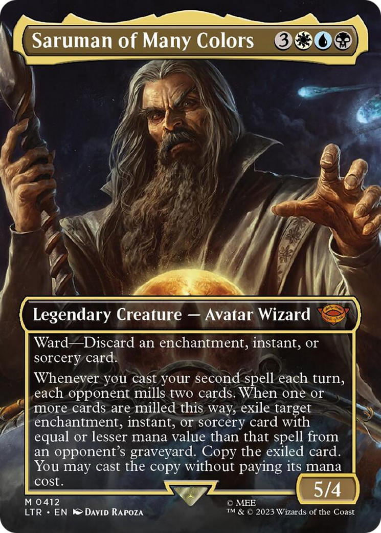 Saruman of Many Colors (Borderless Alternate Art) [The Lord of the Rings: Tales of Middle-Earth] | Dumpster Cat Games