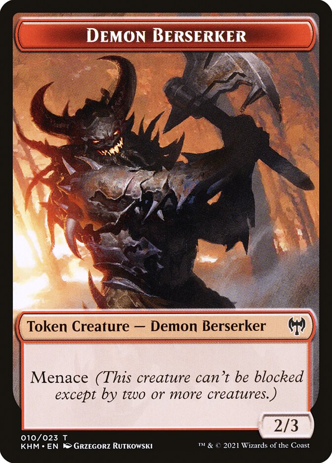 Treasure // Demon Berserker Double-Sided Token [Kaldheim Tokens] | Dumpster Cat Games