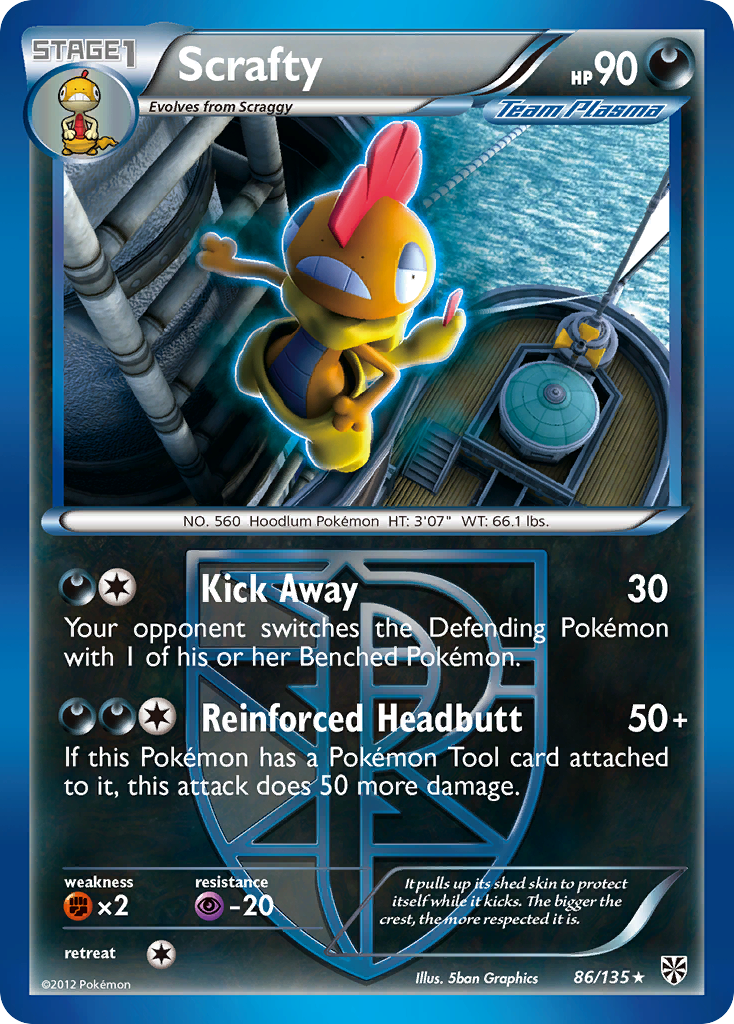 Scrafty (86/135) [Black & White: Plasma Storm] | Dumpster Cat Games