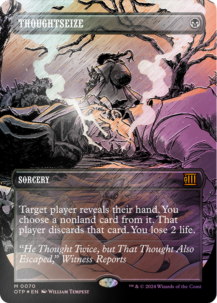 Thoughtseize (Textured Foil) [Outlaws of Thunder Junction: Breaking News] | Dumpster Cat Games