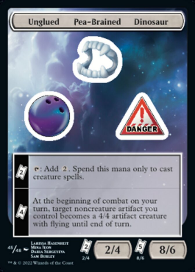 Unglued Pea-Brained Dinosaur [Unfinity Stickers] | Dumpster Cat Games