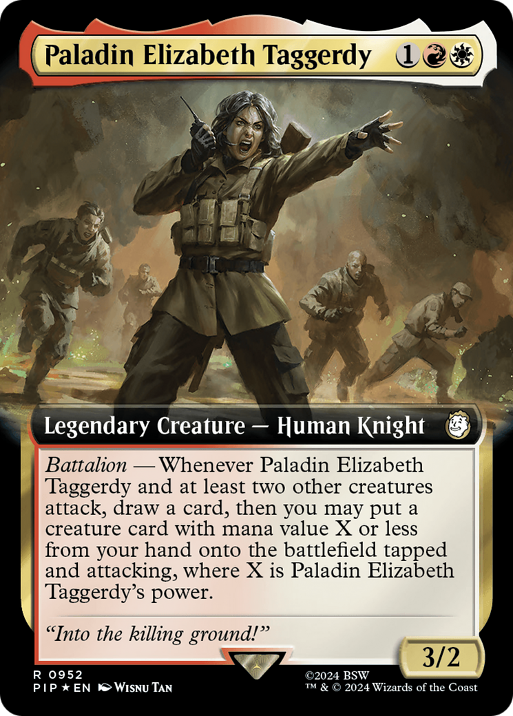 Paladin Elizabeth Taggerdy (Extended Art) (Surge Foil) [Fallout] | Dumpster Cat Games