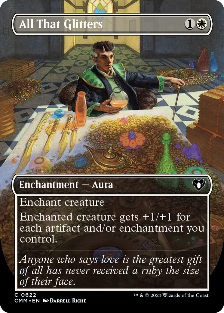 All That Glitters (Borderless Alternate Art) [Commander Masters] | Dumpster Cat Games