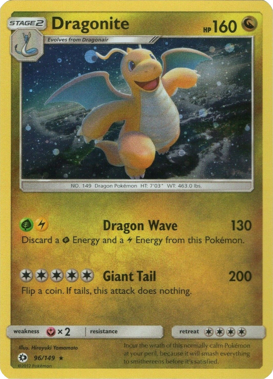 Dragonite (96/149) (Cosmos Holo) [Sun & Moon: Base Set] | Dumpster Cat Games