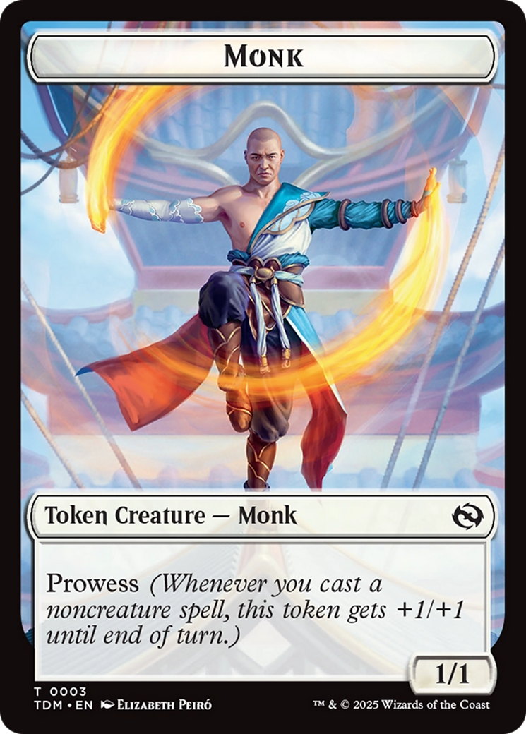 Bird // Monk Double-Sided Token [Tarkir: Dragonstorm Tokens] | Dumpster Cat Games