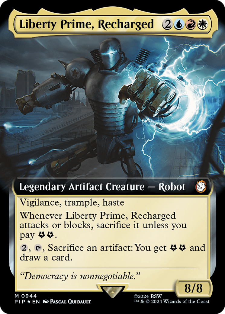 Liberty Prime, Recharged (Extended Art) (Surge Foil) [Fallout] | Dumpster Cat Games