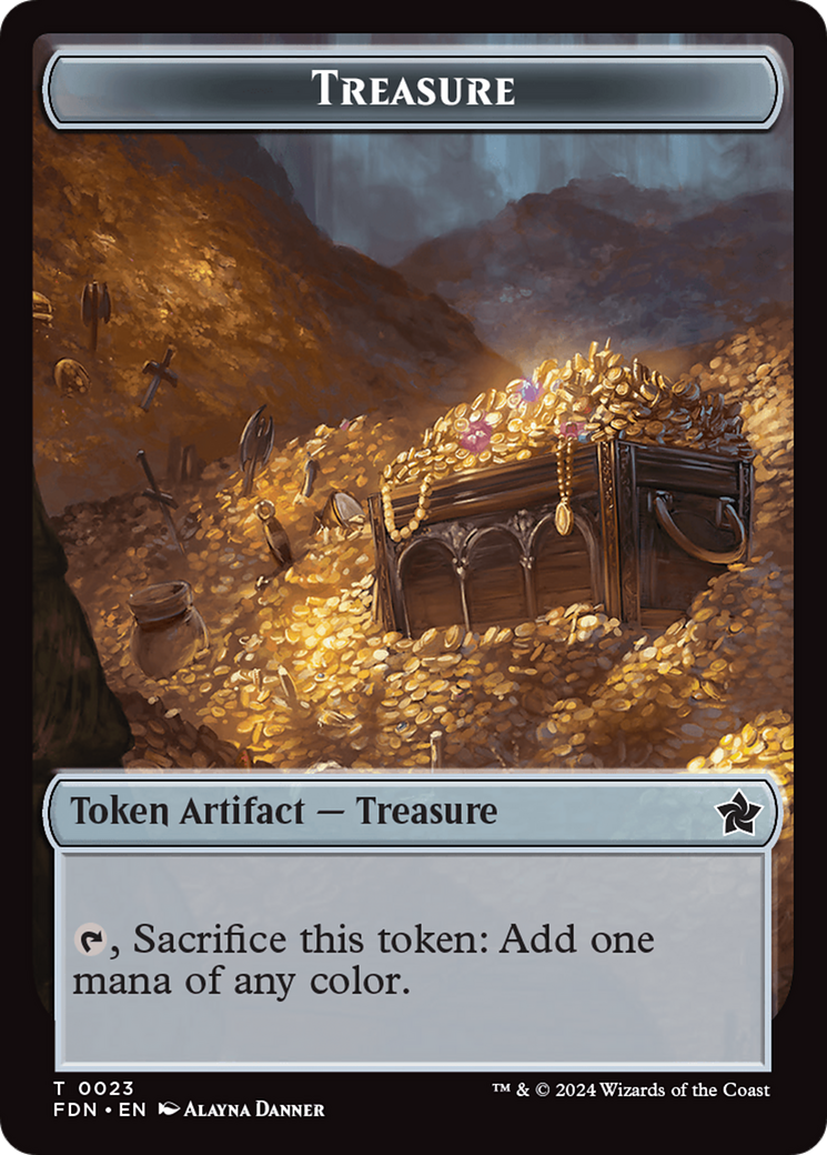 Goblin // Treasure Double-Sided Token [Foundations Tokens] | Dumpster Cat Games