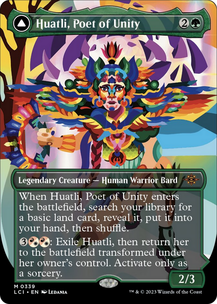 Huatli, Poet of Unity // Roar of the Fifth People (Borderless) [The Lost Caverns of Ixalan] | Dumpster Cat Games