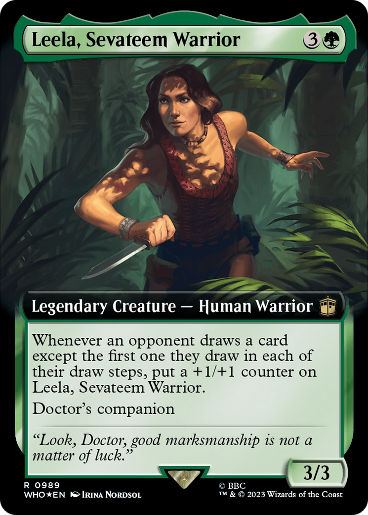 Leela, Sevateem Warrior (Extended Art) (Surge Foil) [Doctor Who] | Dumpster Cat Games