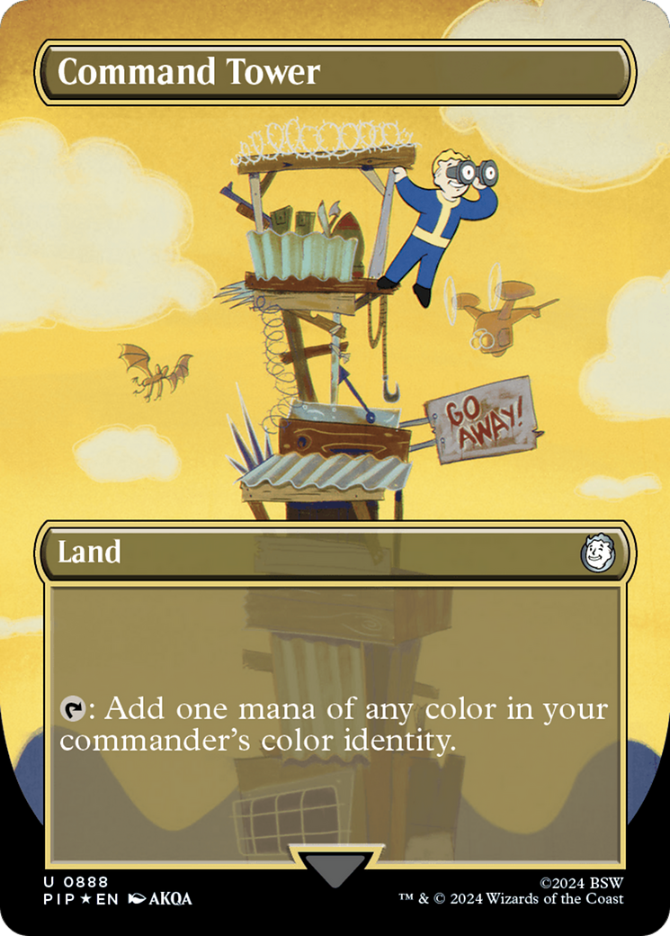 Command Tower (Borderless) (Surge Foil) [Fallout] | Dumpster Cat Games