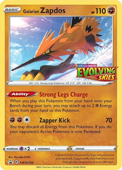 Galarian Zapdos (SWSH124) (Prerelease Promo) [Sword & Shield: Black Star Promos] | Dumpster Cat Games