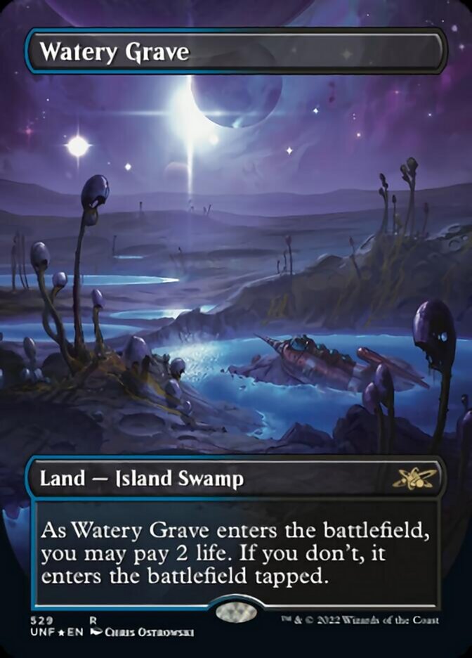 Watery Grave (Borderless) (Galaxy Foil) [Unfinity] | Dumpster Cat Games