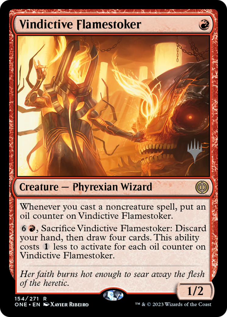 Vindictive Flamestoker (Promo Pack) [Phyrexia: All Will Be One Promos] | Dumpster Cat Games