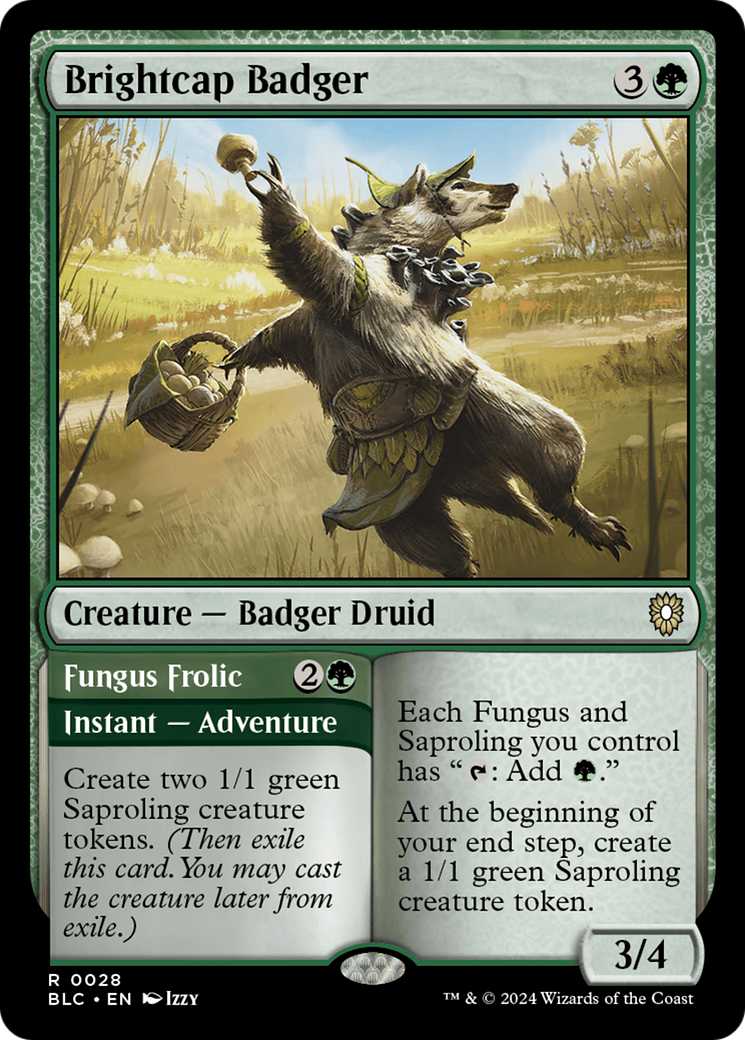 Brightcap Badger // Fungus Frolic [Bloomburrow Commander] | Dumpster Cat Games
