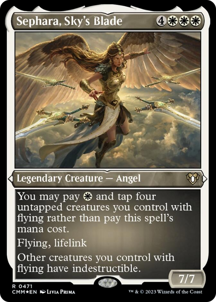 Sephara, Sky's Blade (Foil Etched) [Commander Masters] | Dumpster Cat Games