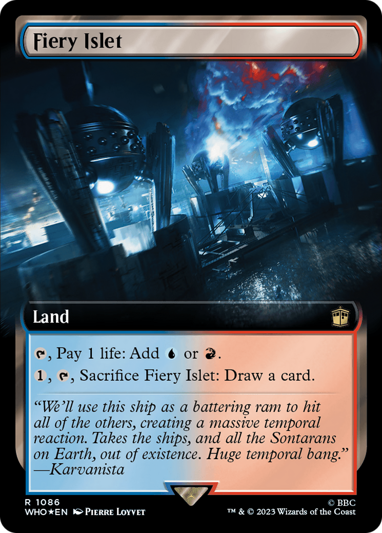 Fiery Islet (Extended Art) (Surge Foil) [Doctor Who] | Dumpster Cat Games
