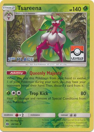Tsareena (20/149) (League 2nd Place) [Sun & Moon: Base Set] | Dumpster Cat Games