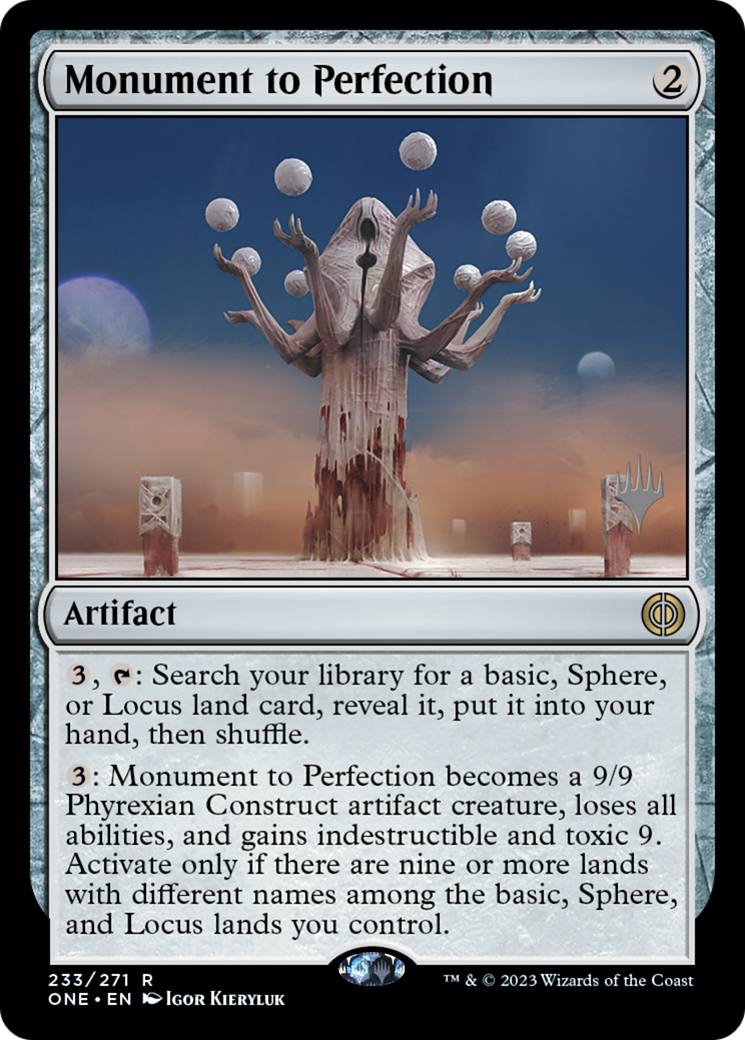 Monument to Perfection (Promo Pack) [Phyrexia: All Will Be One Promos] | Dumpster Cat Games