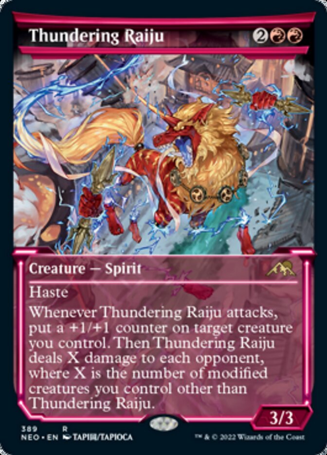 Thundering Raiju (Showcase Soft Glow) [Kamigawa: Neon Dynasty] | Dumpster Cat Games