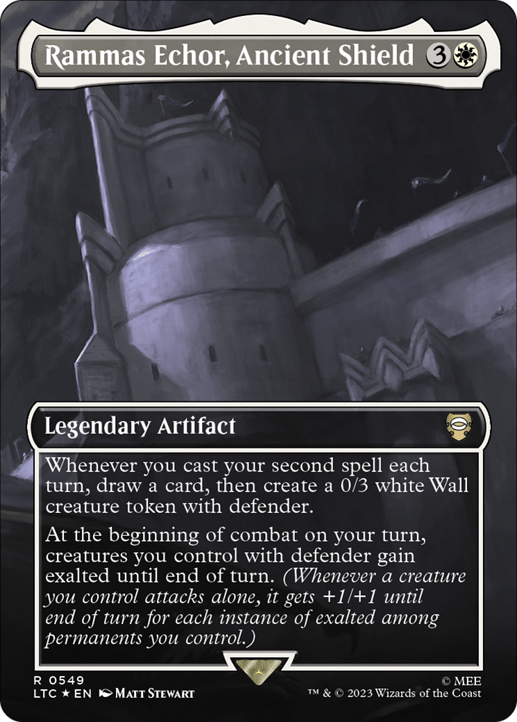 Rammas Echor, Ancient Shield (Borderless) (Surge Foil) [The Lord of the Rings: Tales of Middle-Earth Commander] | Dumpster Cat Games