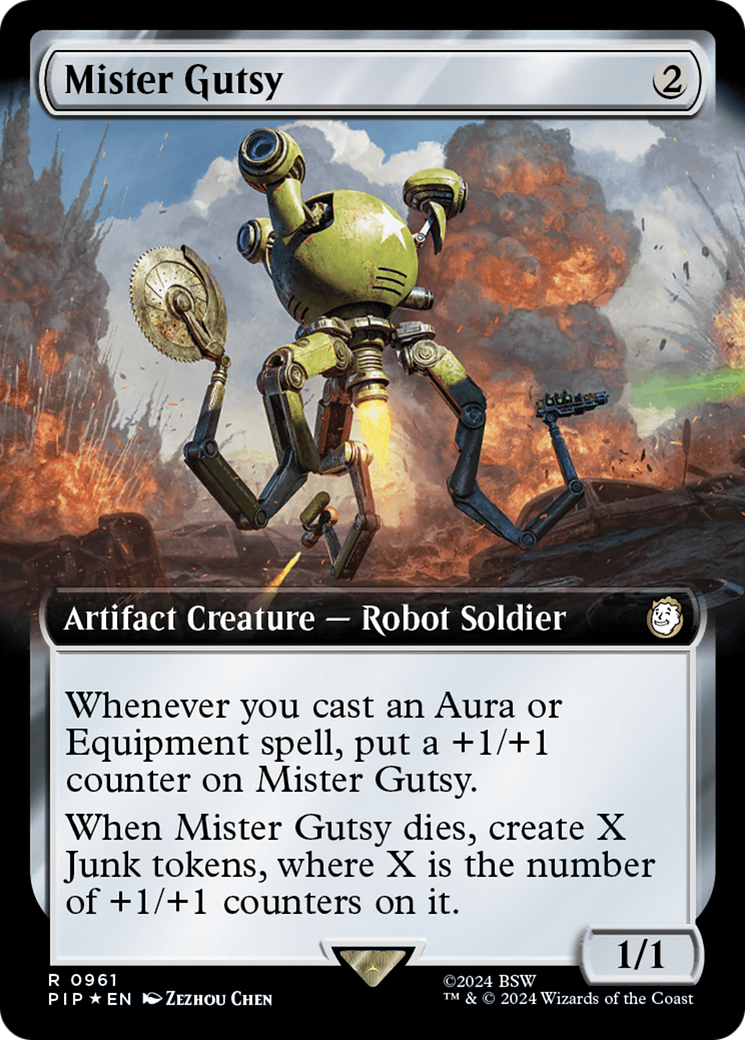 Mister Gutsy (Extended Art) (Surge Foil) [Fallout] | Dumpster Cat Games