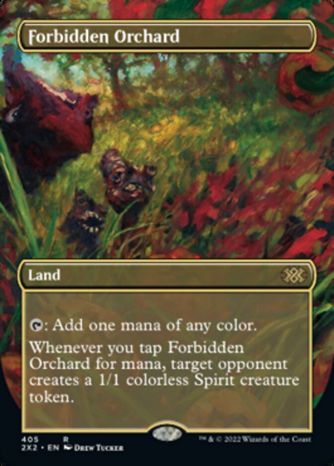 Forbidden Orchard (Borderless Alternate Art) [Double Masters 2022] | Dumpster Cat Games