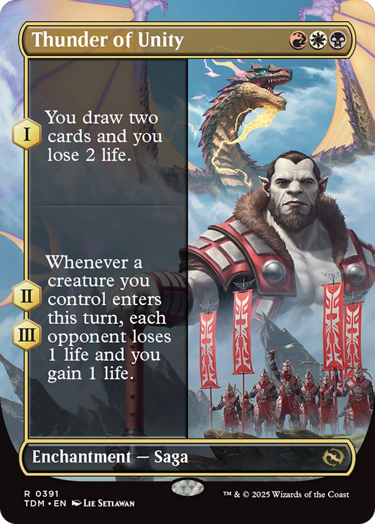 Thunder of Unity (Borderless) [Tarkir: Dragonstorm] | Dumpster Cat Games