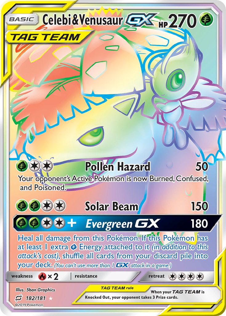 Celebi & Venusaur GX (182/181) [Sun & Moon: Team Up] | Dumpster Cat Games