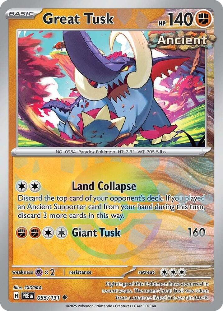 Great Tusk (055/131) (Poke Ball Pattern) [Scarlet & Violet: Prismatic Evolutions] | Dumpster Cat Games