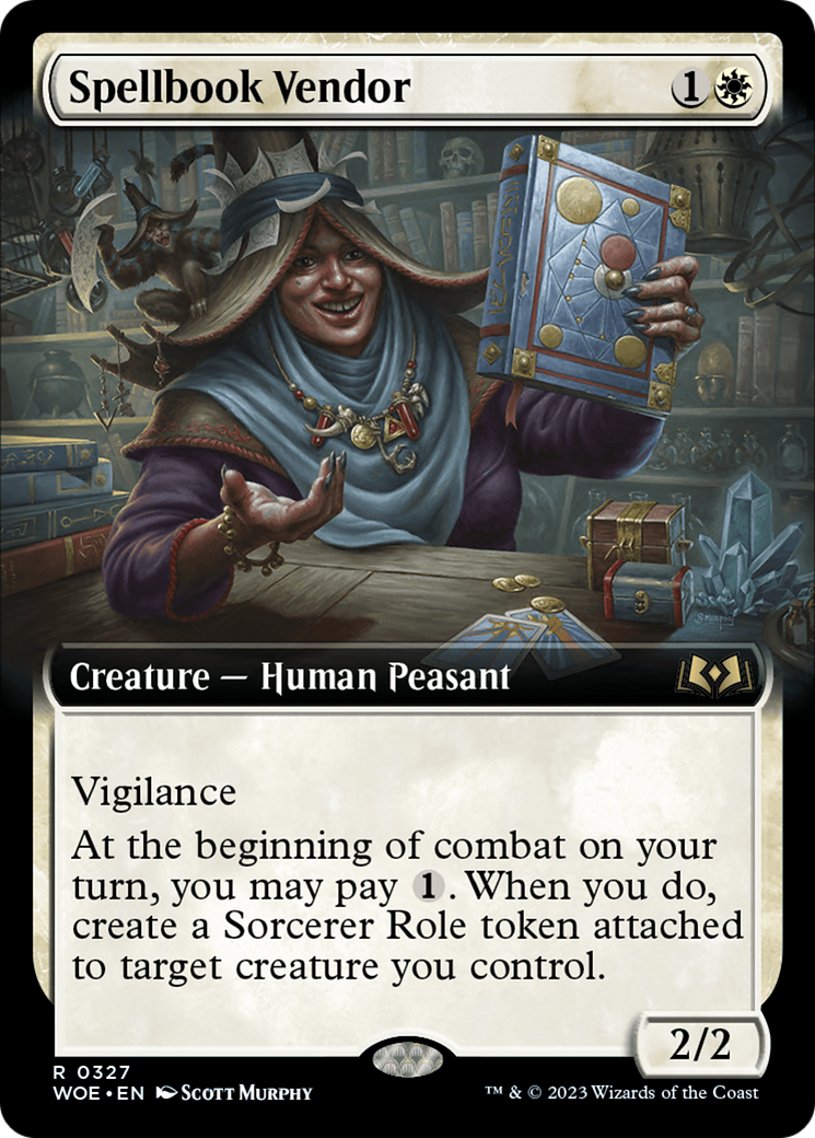 Spellbook Vendor (Extended Art) [Wilds of Eldraine] | Dumpster Cat Games