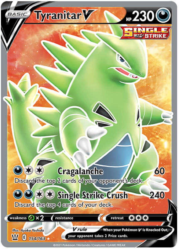 Tyranitar V (154/163) [Sword & Shield: Battle Styles] | Dumpster Cat Games