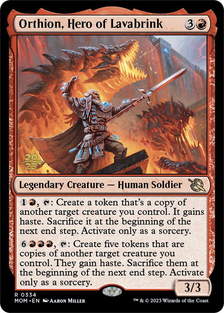Orthion, Hero of Lavabrink [March of the Machine Prerelease Promos] | Dumpster Cat Games