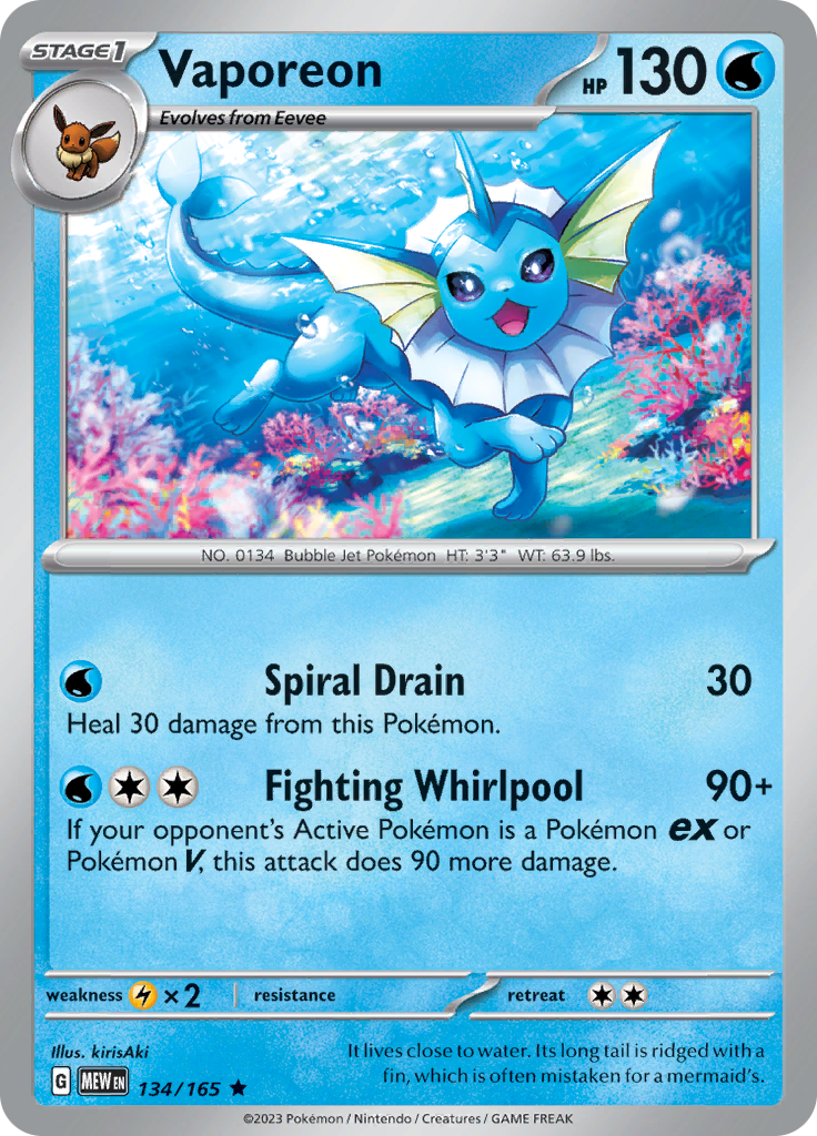 Vaporeon (134/165) [Scarlet & Violet 151] | Dumpster Cat Games