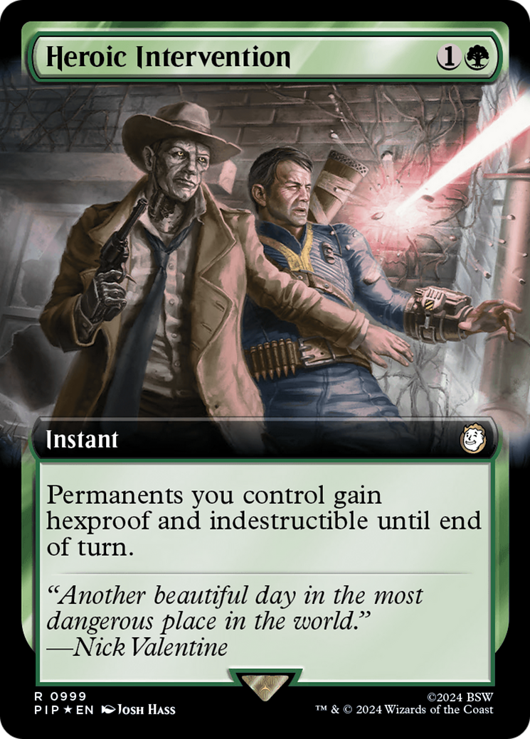 Heroic Intervention (Extended Art) (Surge Foil) [Fallout] | Dumpster Cat Games