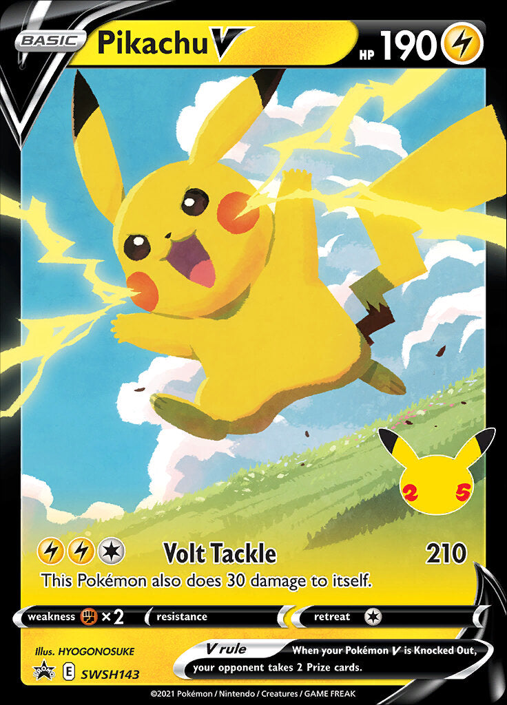 Pikachu V (SWSH143) (Celebrations) [Sword & Shield: Black Star Promos] | Dumpster Cat Games