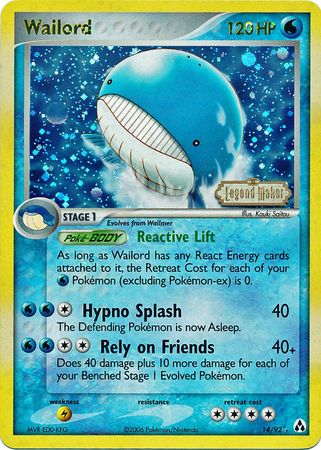 Wailord (14/92) (Stamped) [EX: Legend Maker] | Dumpster Cat Games