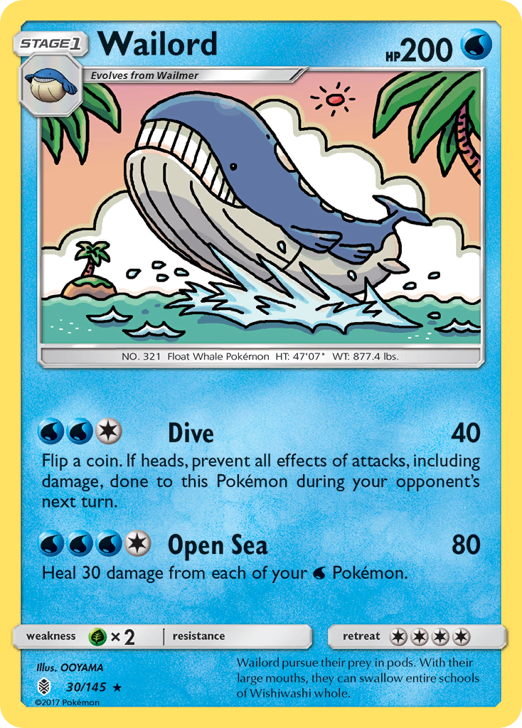 Wailord (30/145) [Sun & Moon: Guardians Rising] | Dumpster Cat Games