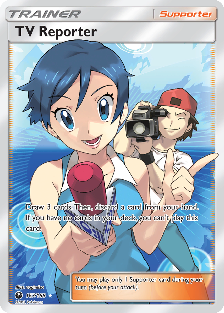 TV Reporter (167/168) [Sun & Moon: Celestial Storm] | Dumpster Cat Games