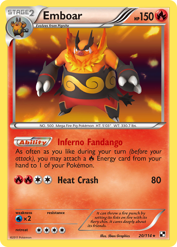 Emboar (20/114) [Black & White: Base Set] | Dumpster Cat Games