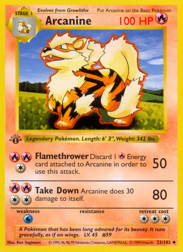 Arcanine (23/102) (Shadowless) [Base Set 1st Edition] | Dumpster Cat Games