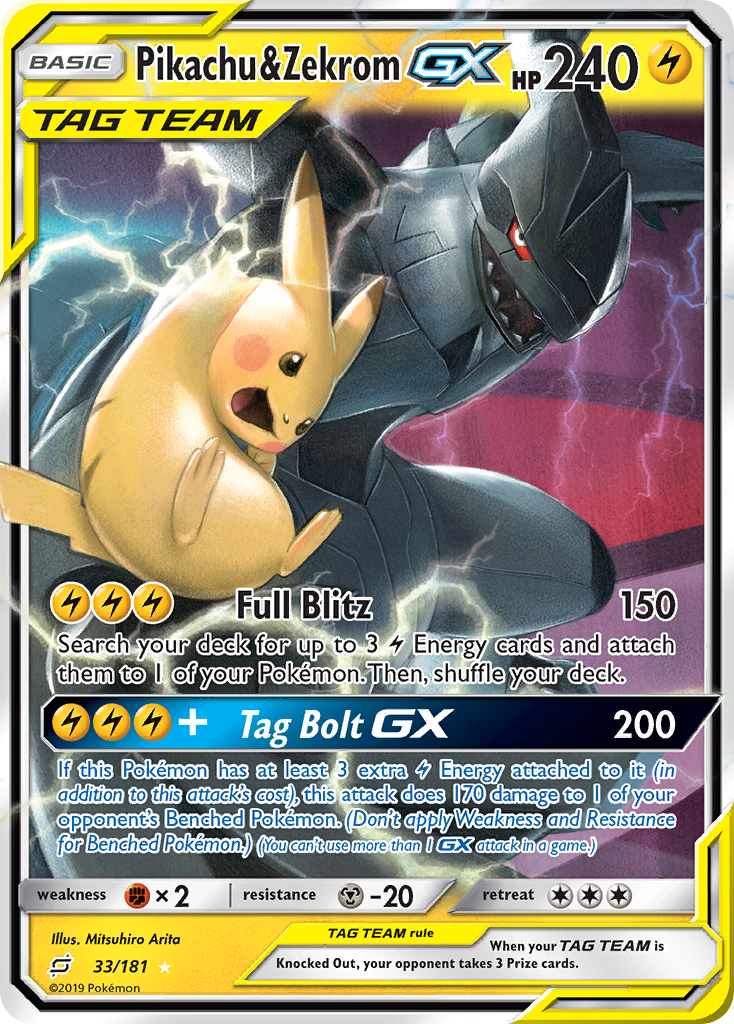 Pikachu & Zekrom GX (33/181) [Sun & Moon: Team Up] | Dumpster Cat Games