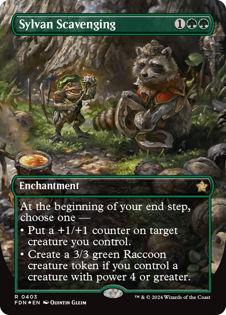 Sylvan Scavenging (Borderless) (Mana Foil) [Foundations] | Dumpster Cat Games