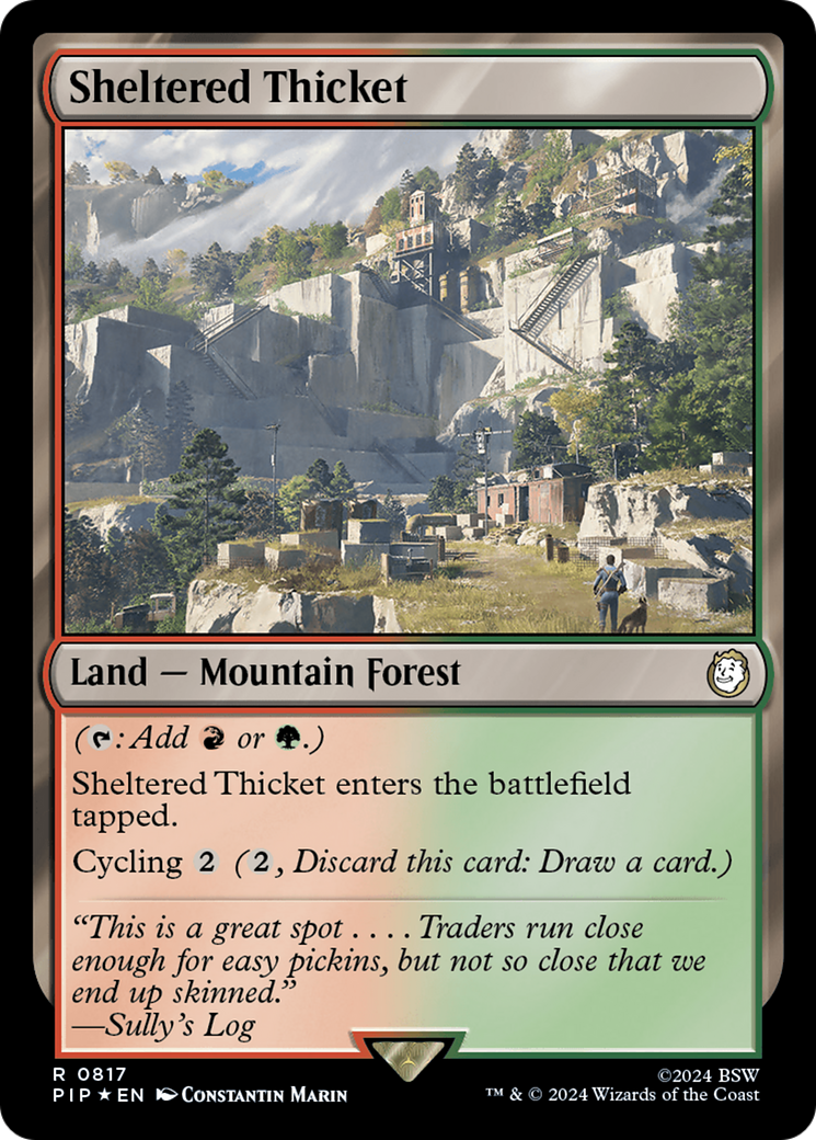 Sheltered Thicket (Surge Foil) [Fallout] | Dumpster Cat Games