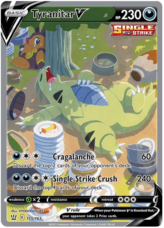 Tyranitar V (155/163) [Sword & Shield: Battle Styles] | Dumpster Cat Games