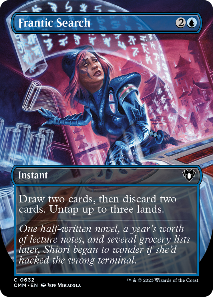 Frantic Search (Borderless Alternate Art) [Commander Masters] | Dumpster Cat Games